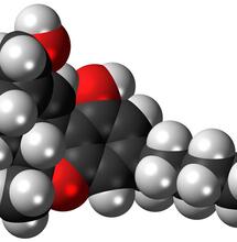3D visual representation of marijuana main chemical THC.