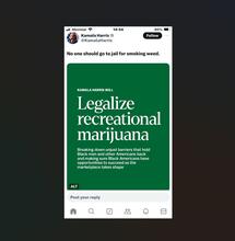 Kamala Harris belooft federale legalisering van cannabis