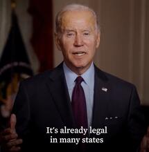 President Biden video address on mass pardon and cannabis review process.