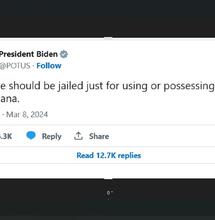 Biden: ‘Niemand in de cel voor gebruik of bezit van cannabis’