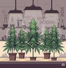 Cultivo de cannabis medicinal en invernadero con plantas sanas bajo control técnico