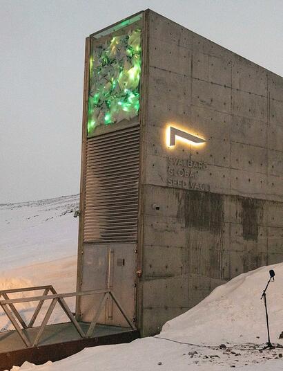 The exterior of Svalbard Global Seed Vault taken in February 2020.