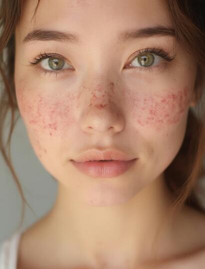 rostro de mujer con acne 