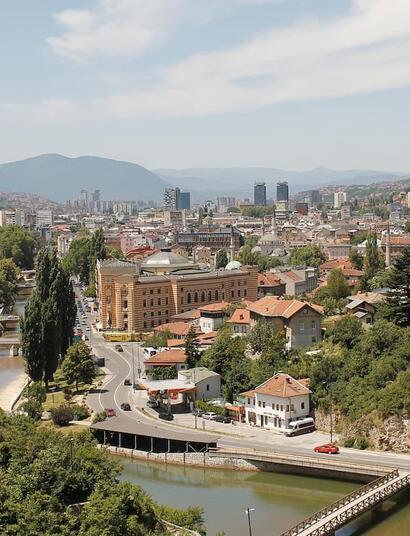 panoramic view of Sarajevo, the capital of Bosnia and Herzegovina, the latest country which has joined the list of European countries that have legalized cannabis for medical use. 