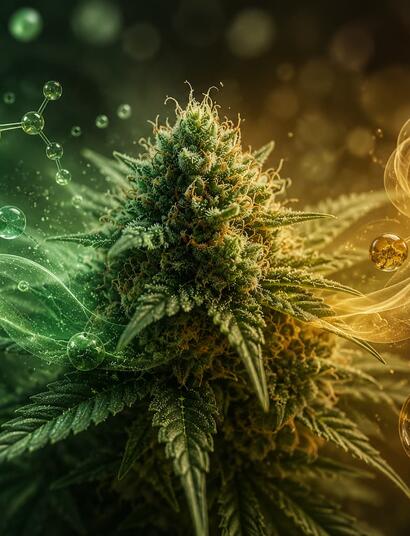 ilustración de cannabinoides y terpenos 