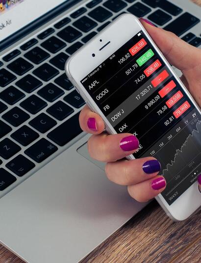 checking stock market prices.