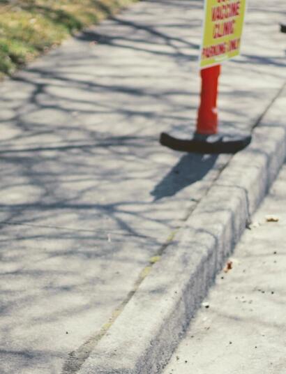 Signs marking vaccination points. 