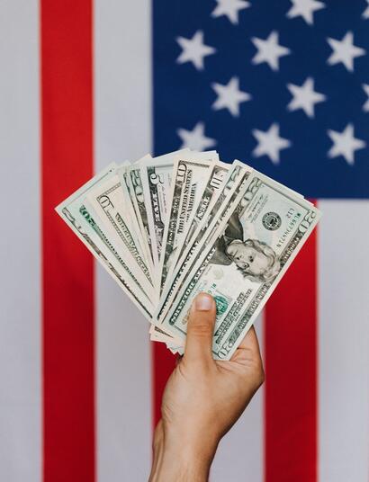 US money and Flag