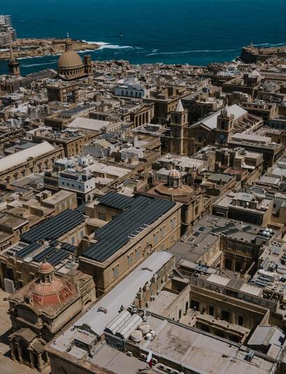 an areal photo from malta, the first EU member to legalise cannabis for personal use.