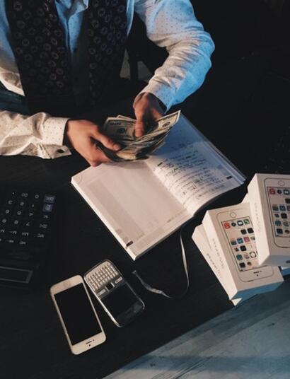 business man counting money