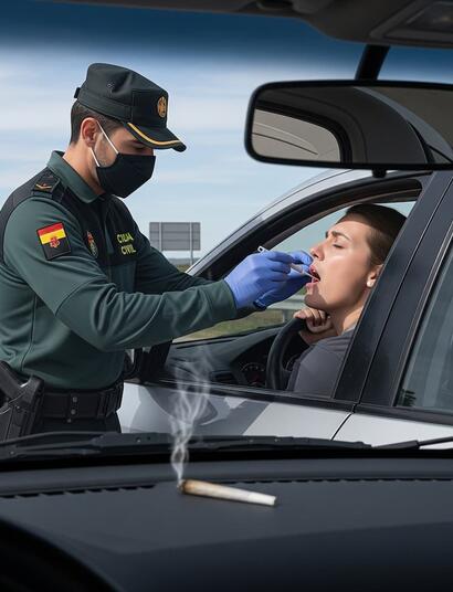 Control de drogas de la Guardia Civil por consumo de marihuana en carretera en España
