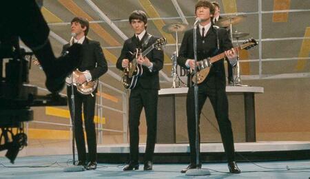 The Beatles performing at the Ed Sullivan Show.