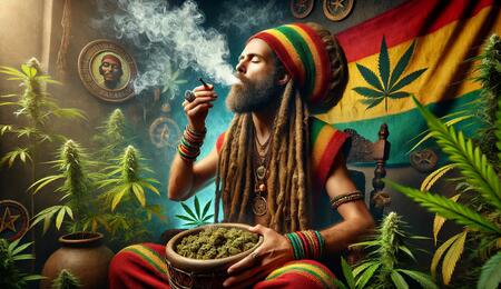 un rastafari fumando marihuana