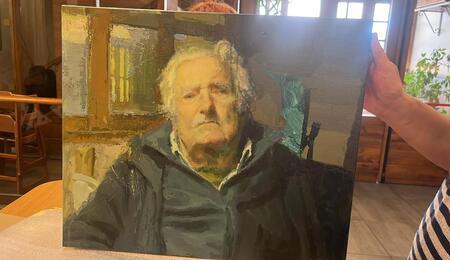 Obra de arte titulada Hay que tener ojos para ver realizada por Nexgraff para Pepe Mujica.