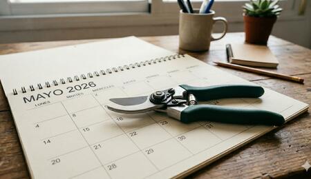 calendario y tijera de poda