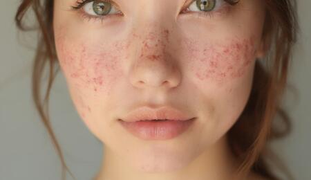 rostro de mujer con acne 