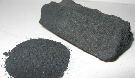 Activated carbon for filtering, in powder and block form.