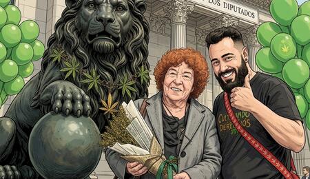 ilustración de la abuela marihuana con Ahythami en el Congreso