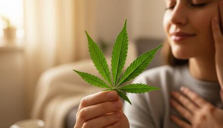 Persona experimentando alivio del dolor y la ansiedad gracias al cannabis medicinal.