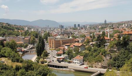 panoramic view of Sarajevo, the capital of Bosnia and Herzegovina, the latest country which has joined the list of European countries that have legalized cannabis for medical use. 
