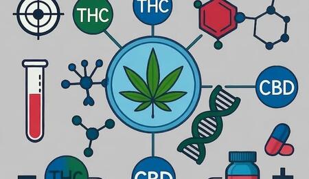 Infografía que muestra avances en la farmacología de cannabinoides, impactos sociales y terapias médicas.