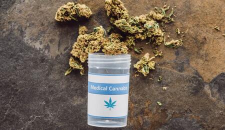 bottle with medical cannabis.