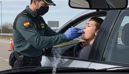 Control de drogas de la Guardia Civil por consumo de marihuana en carretera en España