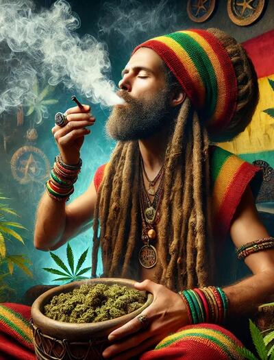 un rastafari fumando marihuana