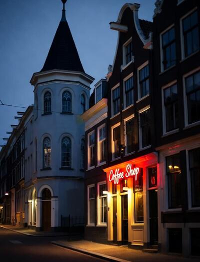 Coffee shop The Jackal en Ámsterdam, símbolo de la serie Amsterdam Empire y la cultura cannábica en Holanda.