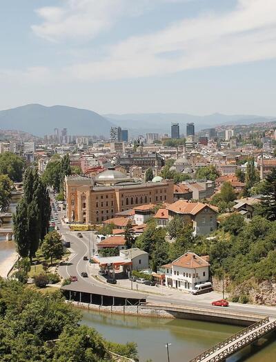 panoramic view of Sarajevo, the capital of Bosnia and Herzegovina, the latest country which has joined the list of European countries that have legalized cannabis for medical use. 