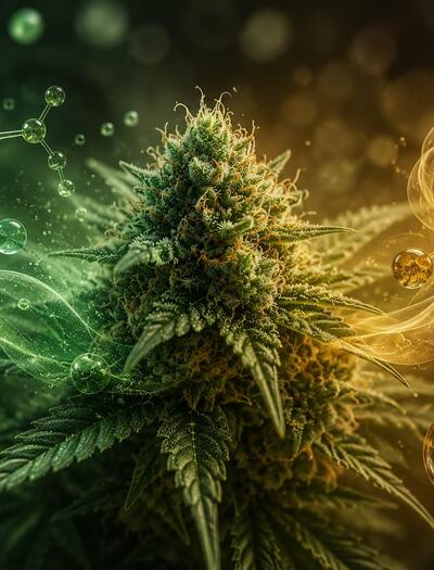 ilustración de cannabinoides y terpenos 