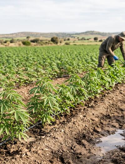 illustration realista de cultivo de cáñamo