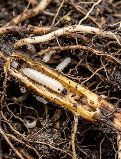 ¿Por qué aparecen y como eliminar larvas y gusanos de mosca de raíz y de semilla en la marihuana? Ilustración generada con IA.
