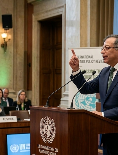¿Por qué prohibir en Colombia si Nueva York huele a marihuana? Se pregunta le presidente colombiano Gustavo Petro. Ilustración generada por IA.