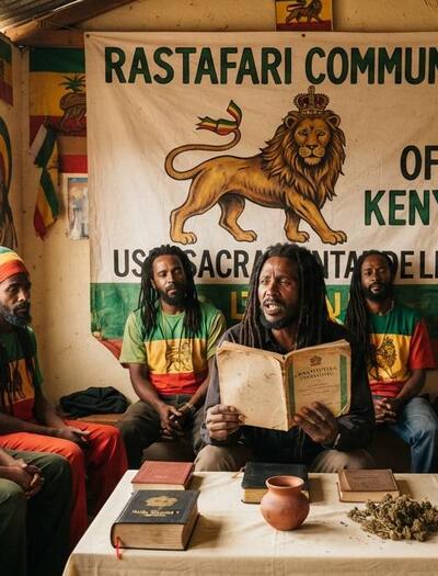 Rastafaris en Kenia esperan legalizar su ganja. Ilustración con IA.