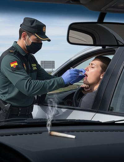 Control de drogas de la Guardia Civil por consumo de marihuana en carretera en España