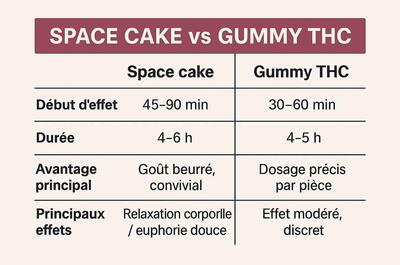 Infographie Space cake vs Gummy THC