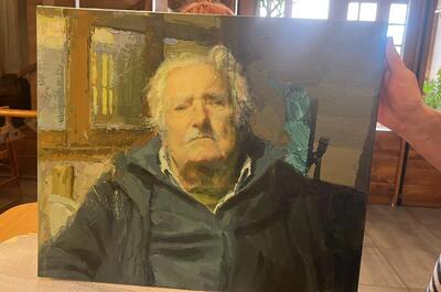 Pintura en acrílico sobre lienzo con los ojos de Pepe Mujica