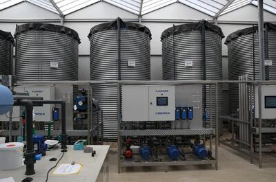 Tanques de nutrientes en el cultivo de marihuana legal de Hollandse Hoogtes en Holanda